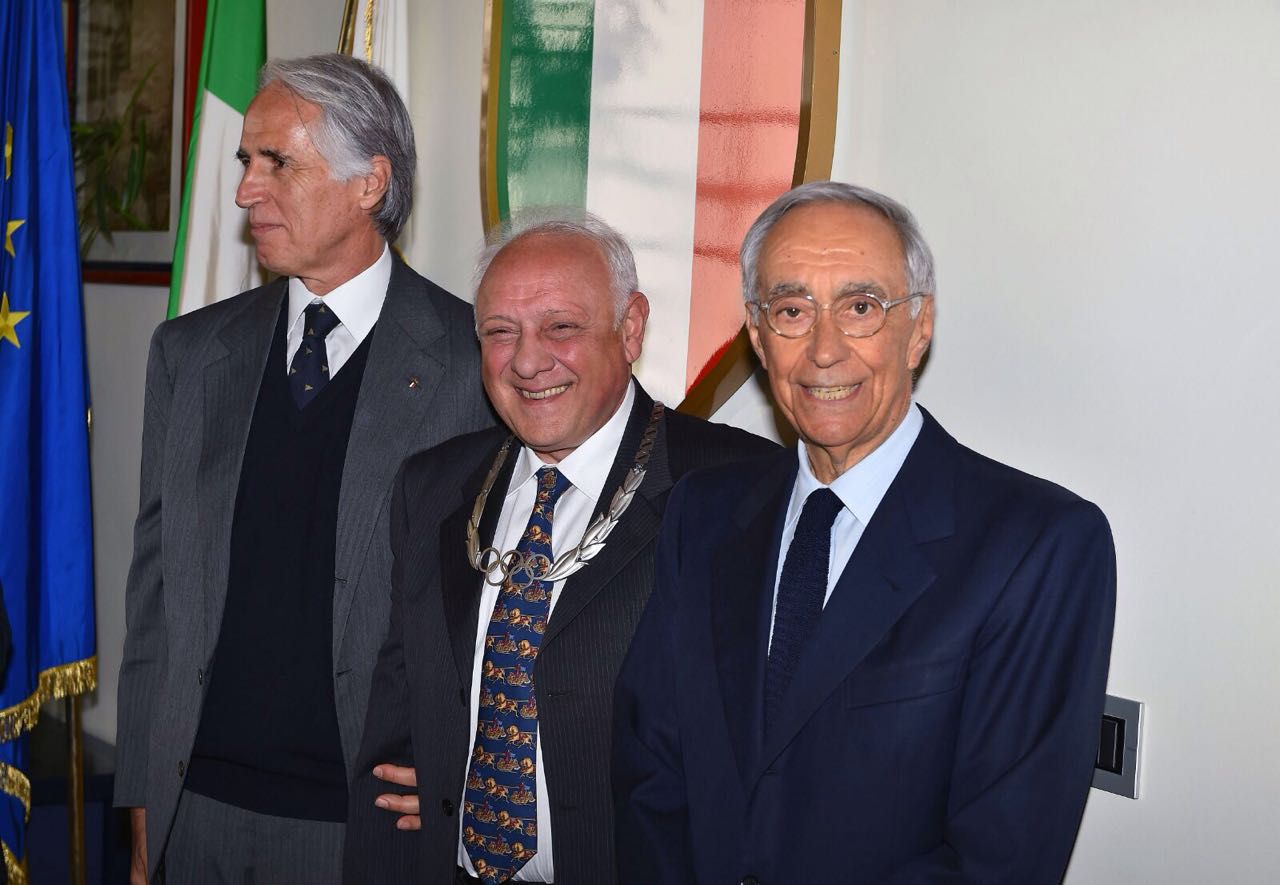 Consolo con Malagò e Carraro alla premiazione di Roma