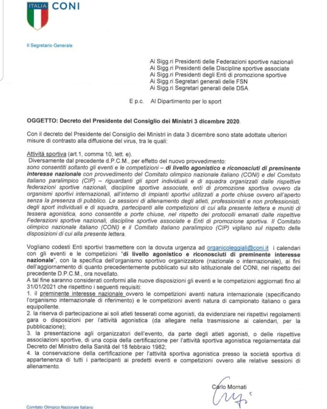 preminente interesse nazionale Coni